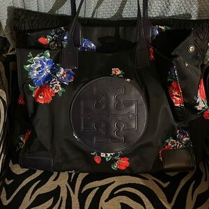Tory Burch authentic- gently used Ella Floral printed nylon tote